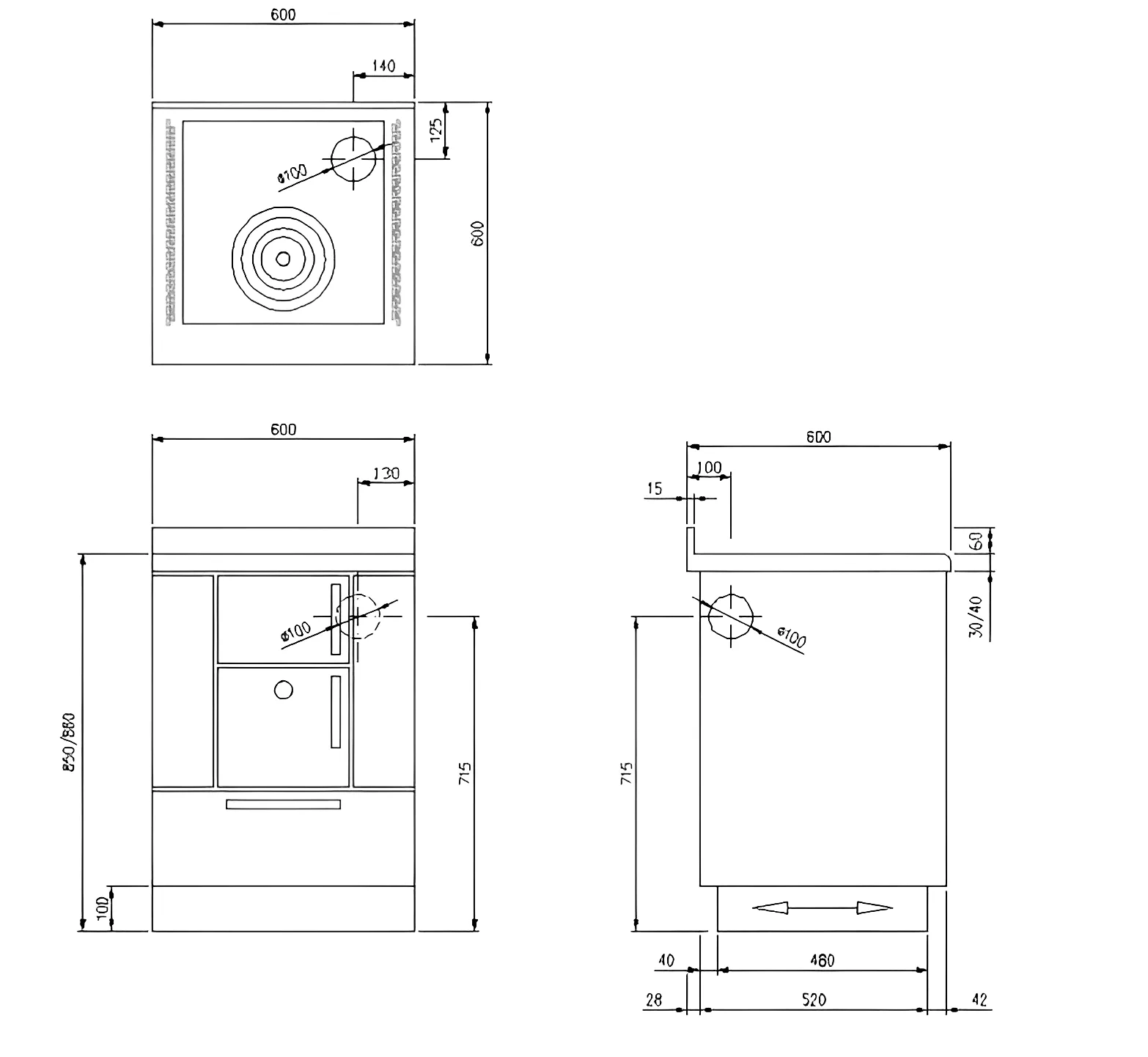 Disegni e misure XE 60