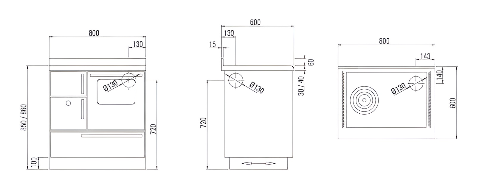 Disegni e misure Modello 80