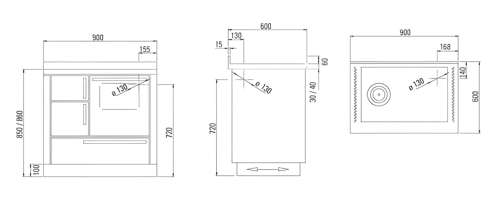 Disegni e misure Modello 90